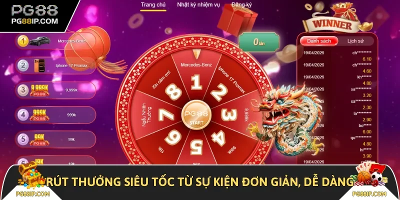 Rút thưởng siêu tốc từ sự kiện đơn giản, dễ dàng